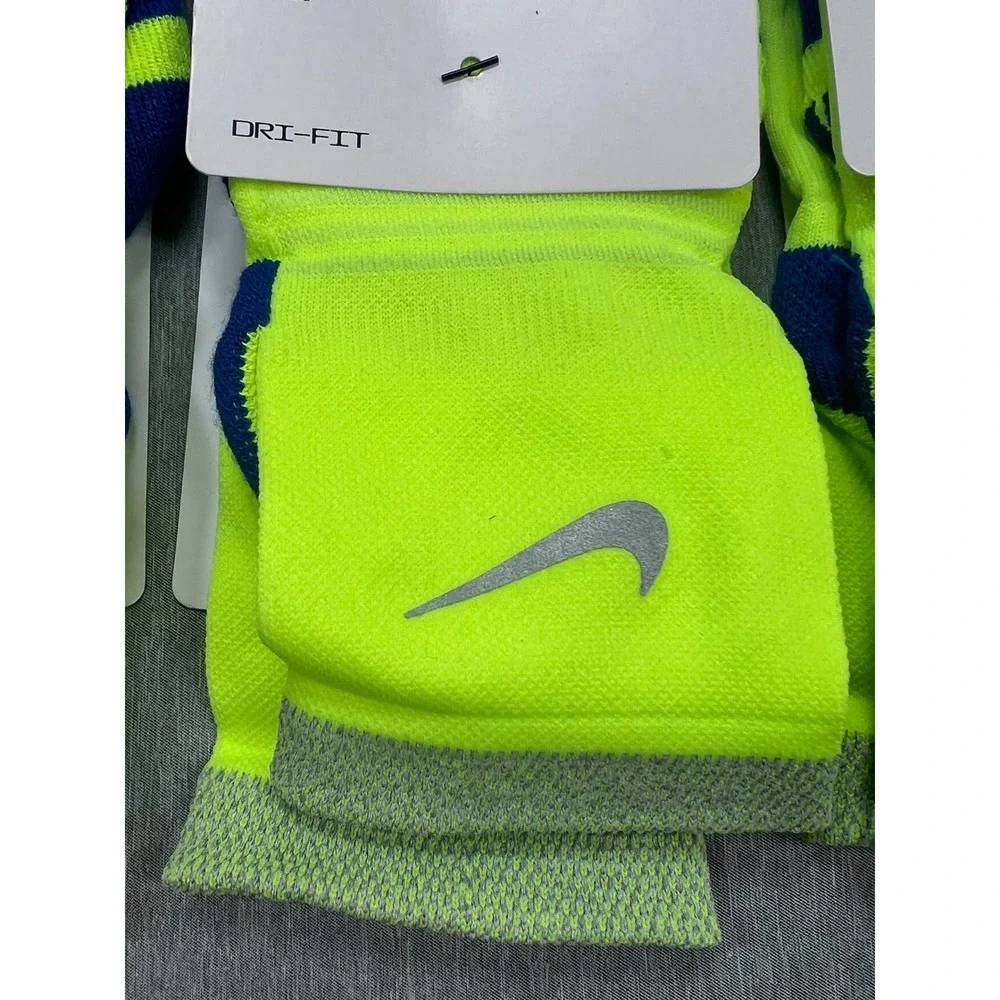3pk Nike Spark Running Ankle Socks Volt Yellow blue Dri-FIT‎ Mens 8-9.5 W 9.5-11
